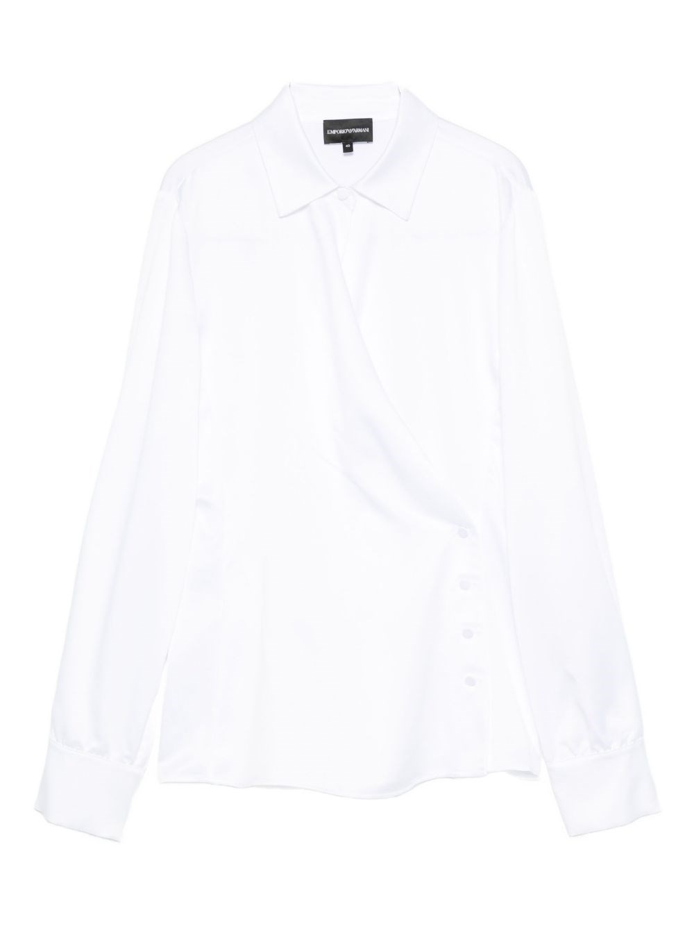 Emporio Armani Wrapped Shirt With Collared Neck And Button Detail In White
