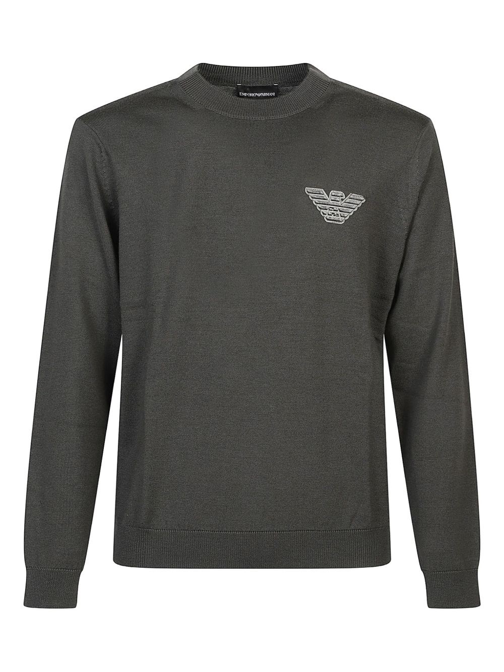 Emporio Armani Logo-embroidered Wool Sweater In Green