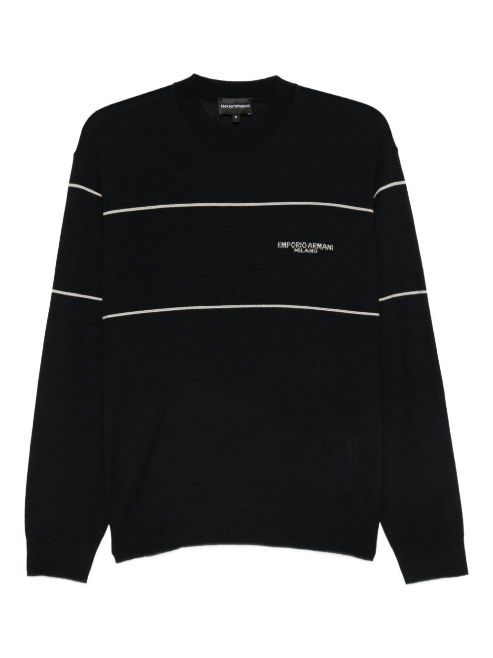 Emporio Armani Virgin-wool Jumper With Jacquard Logo In Blue