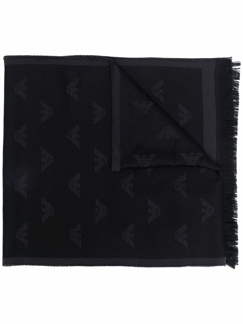 Allover Logo Wool Scarf - Emporio Armani - Modalova