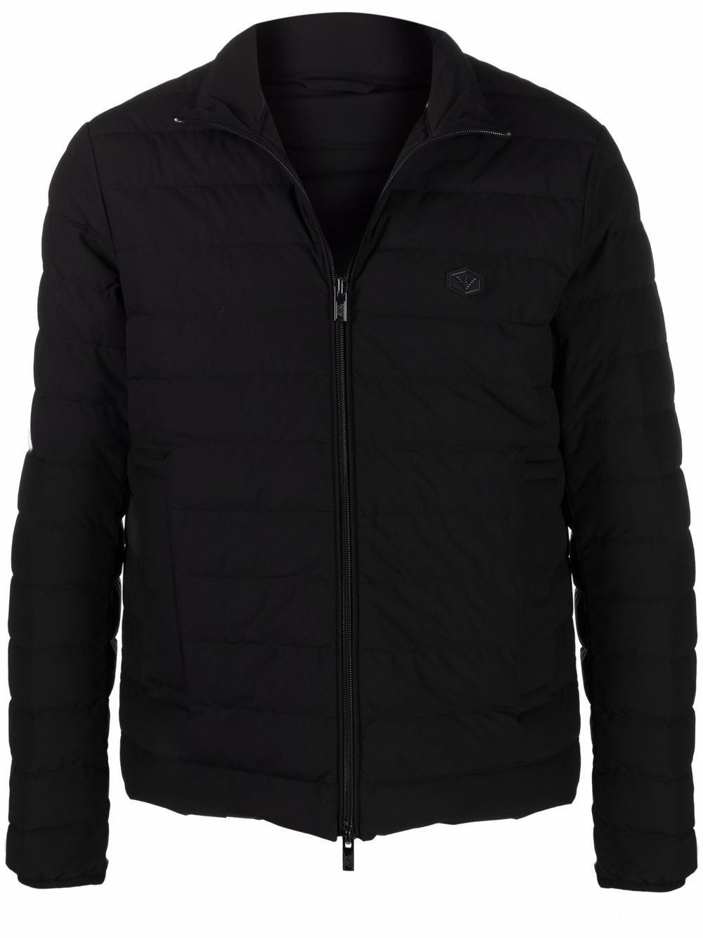 Emporio Armani Zipped Short Down Jacket In Black