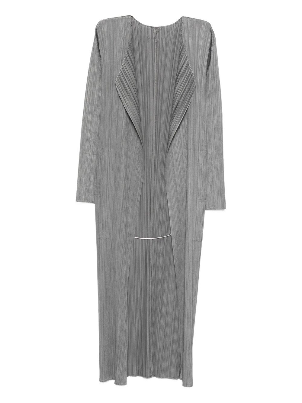 Issey Miyake Long Knitted Cardigan In Gray