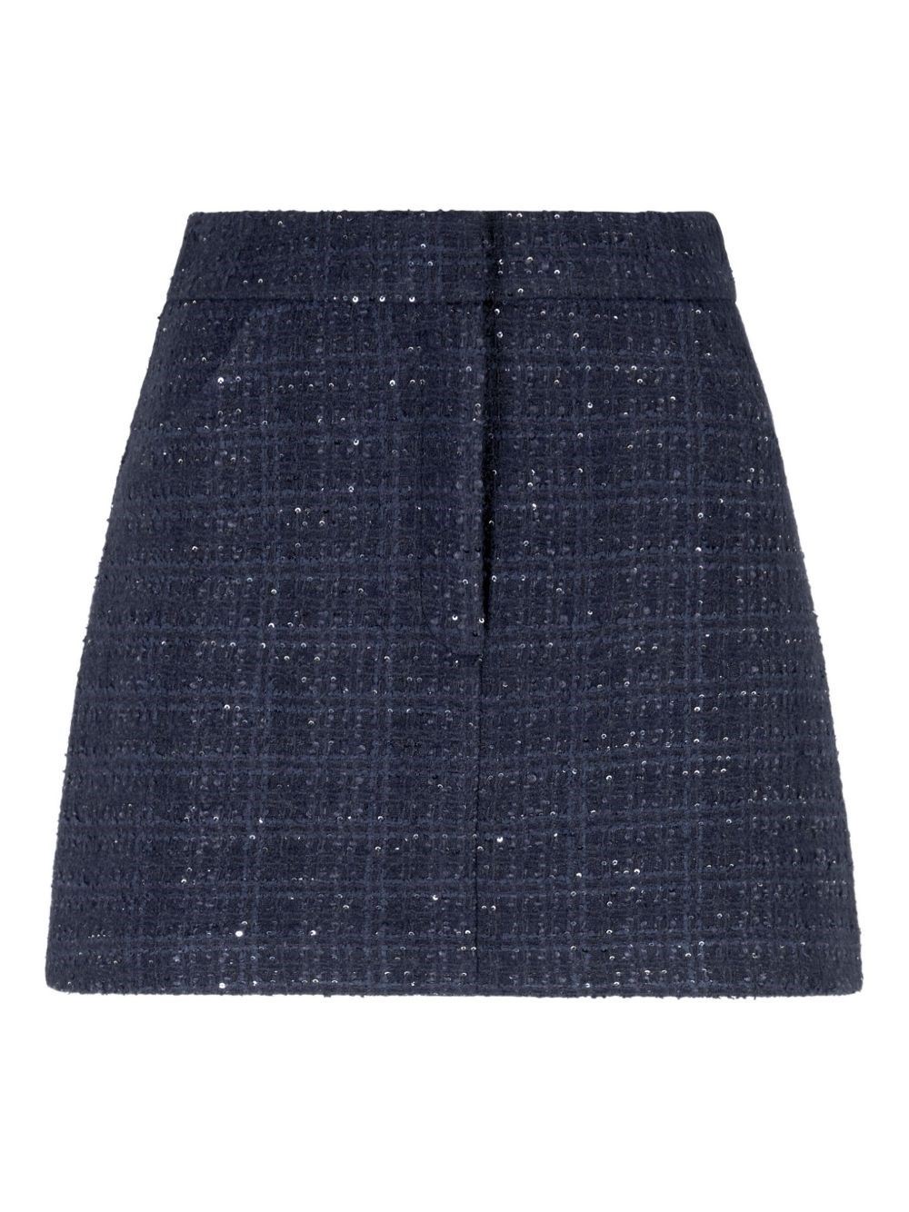 Emporio Armani Lurex Tweed Mini Skirt With Micro Sequins In Blue