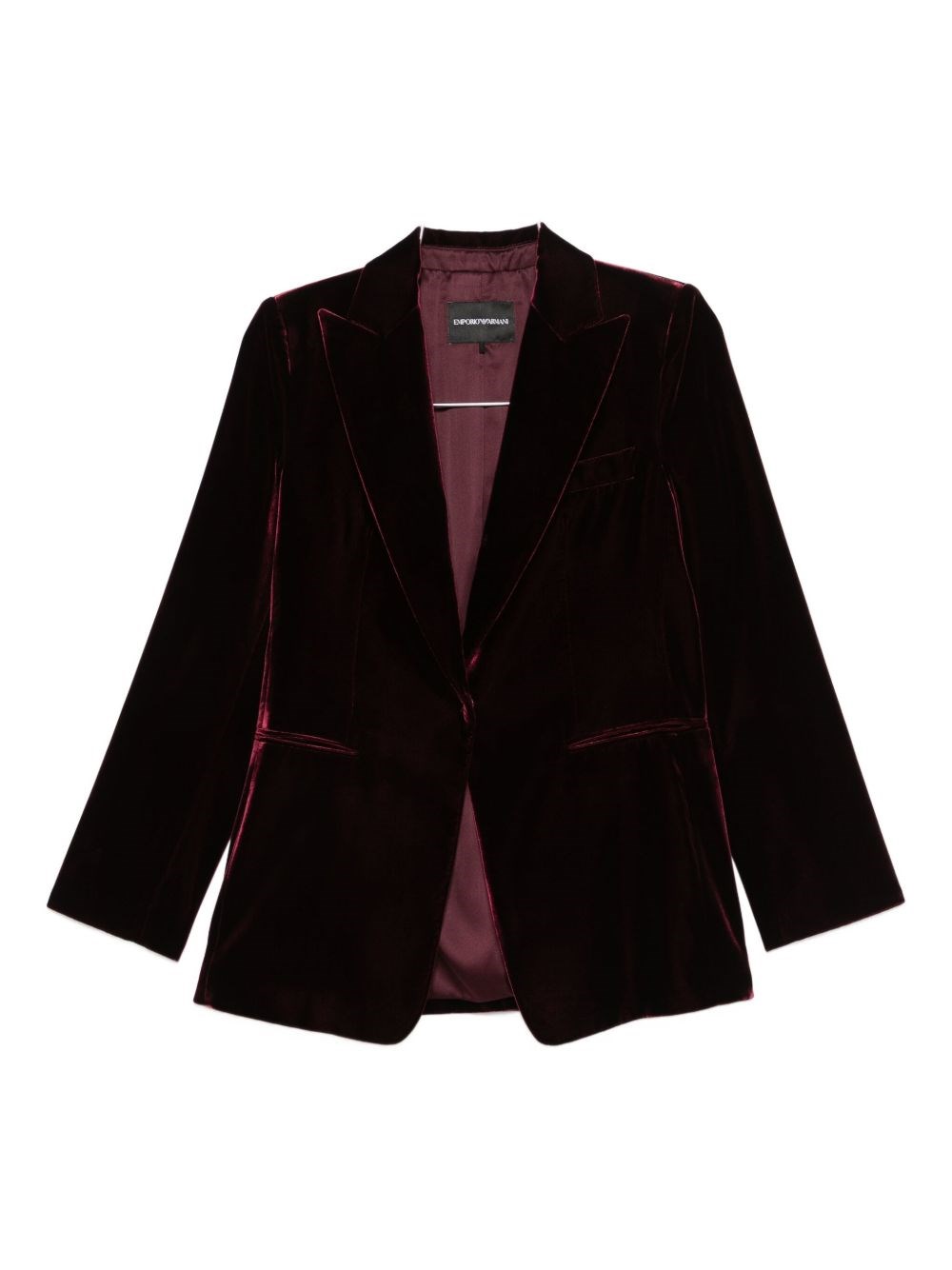 Emporio Armani Single-breasted Velvet Jacket Notch Lapels In Black