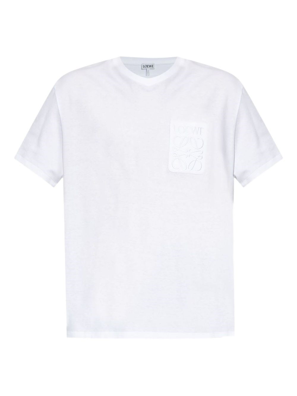 Loewe Anagram Debossed Crewneck Short Sleeve Cotton T-shirt In White