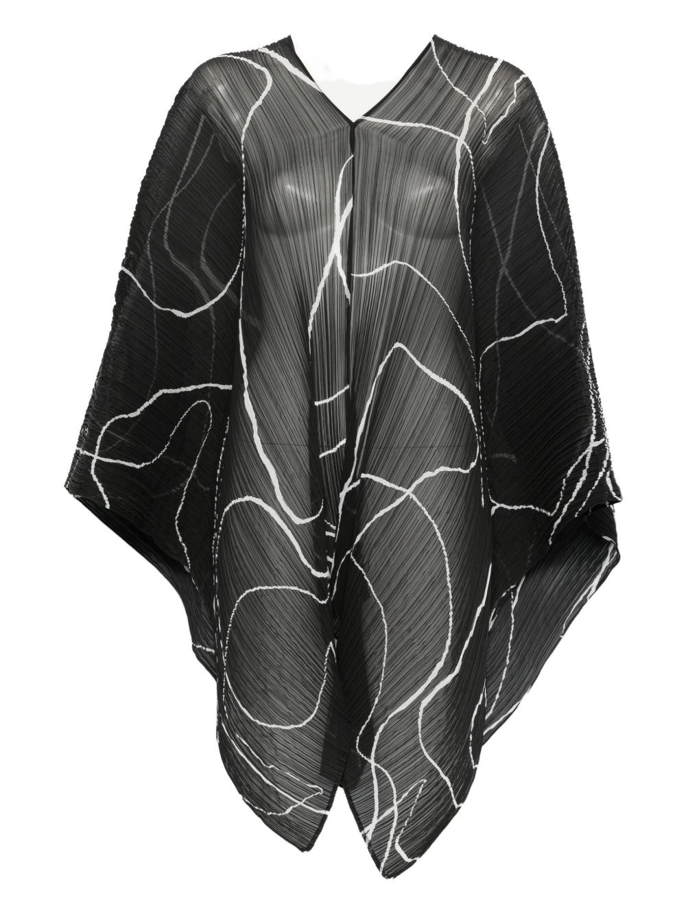 Issey Miyake Pleats Please Pleated Printed Stole In Black
