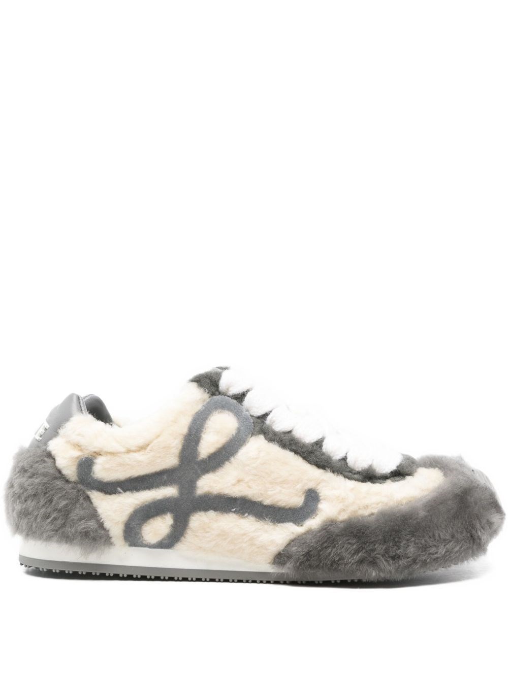 Loewe Shearling And Rubber Sole Ballet Sneakers In Gray