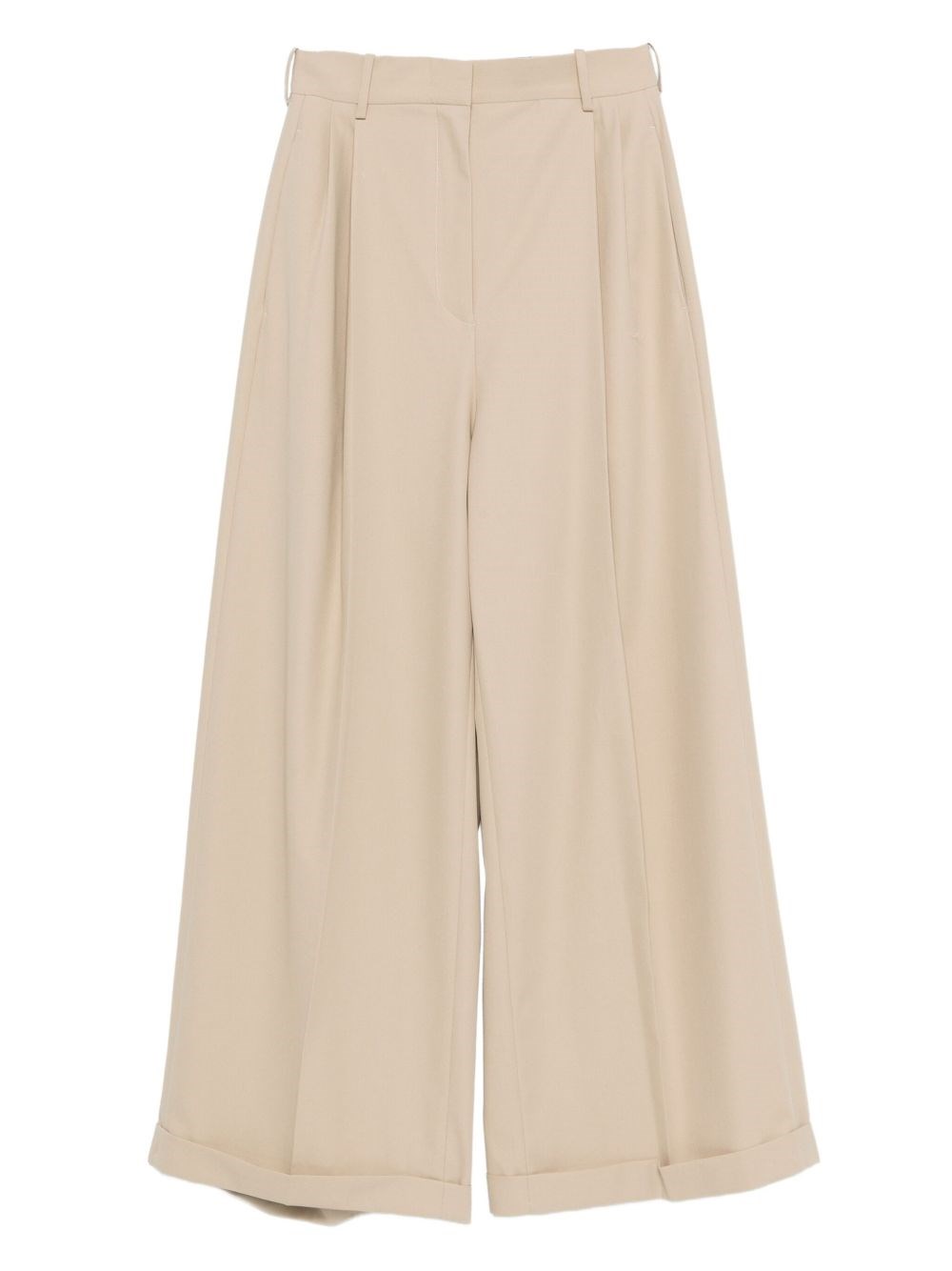 Loewe Wide-leg Cotton Trousers In Sand