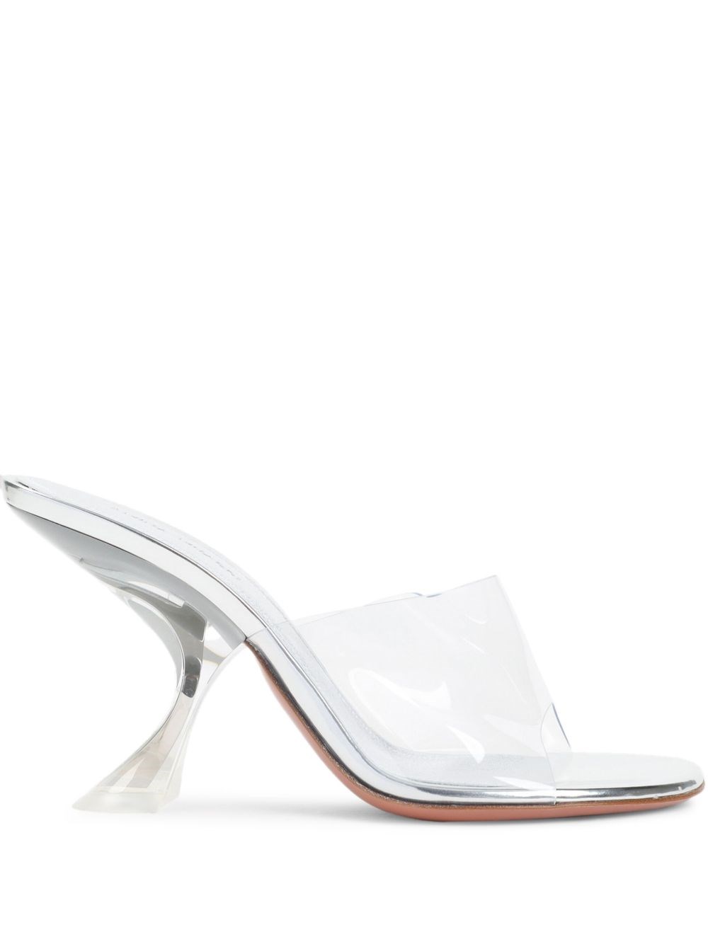 Amina Muaddi Metallic Open-toe Sandals With Sculptural Heel In Gray