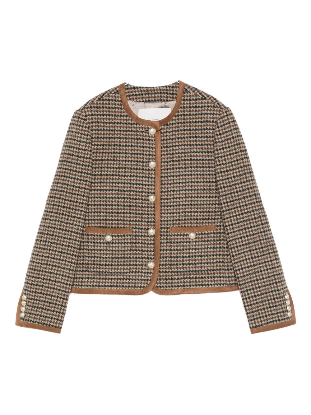 Dunst Houndstooth Pearl-button Jacket In Brown