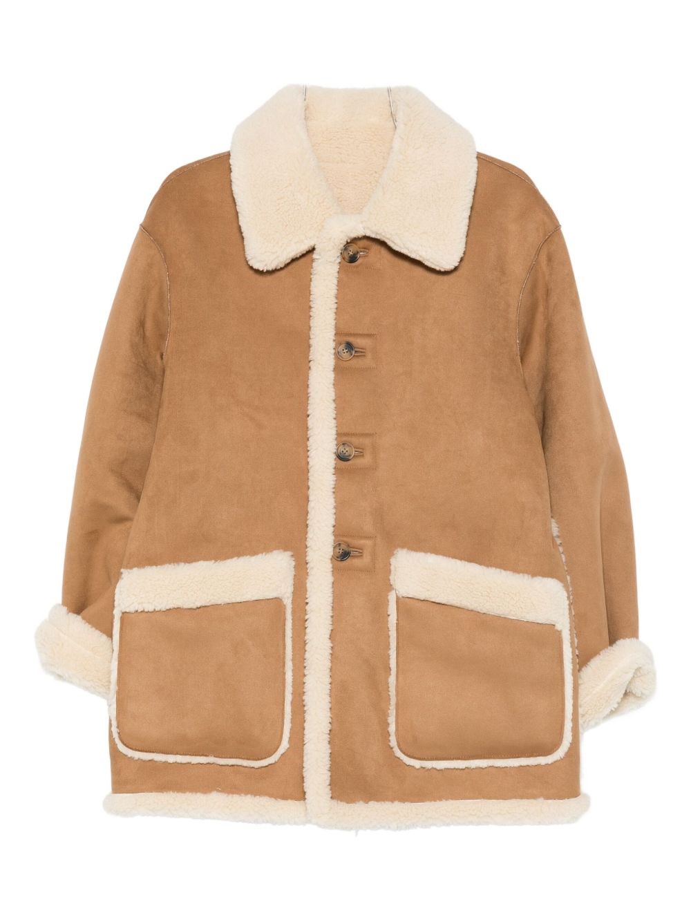 Dunst Buttoned Faux-shearling Jacket In Neutral