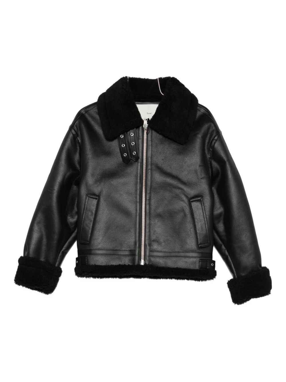 Dunst Unisex Loose Fit Shearling Jacket In Black