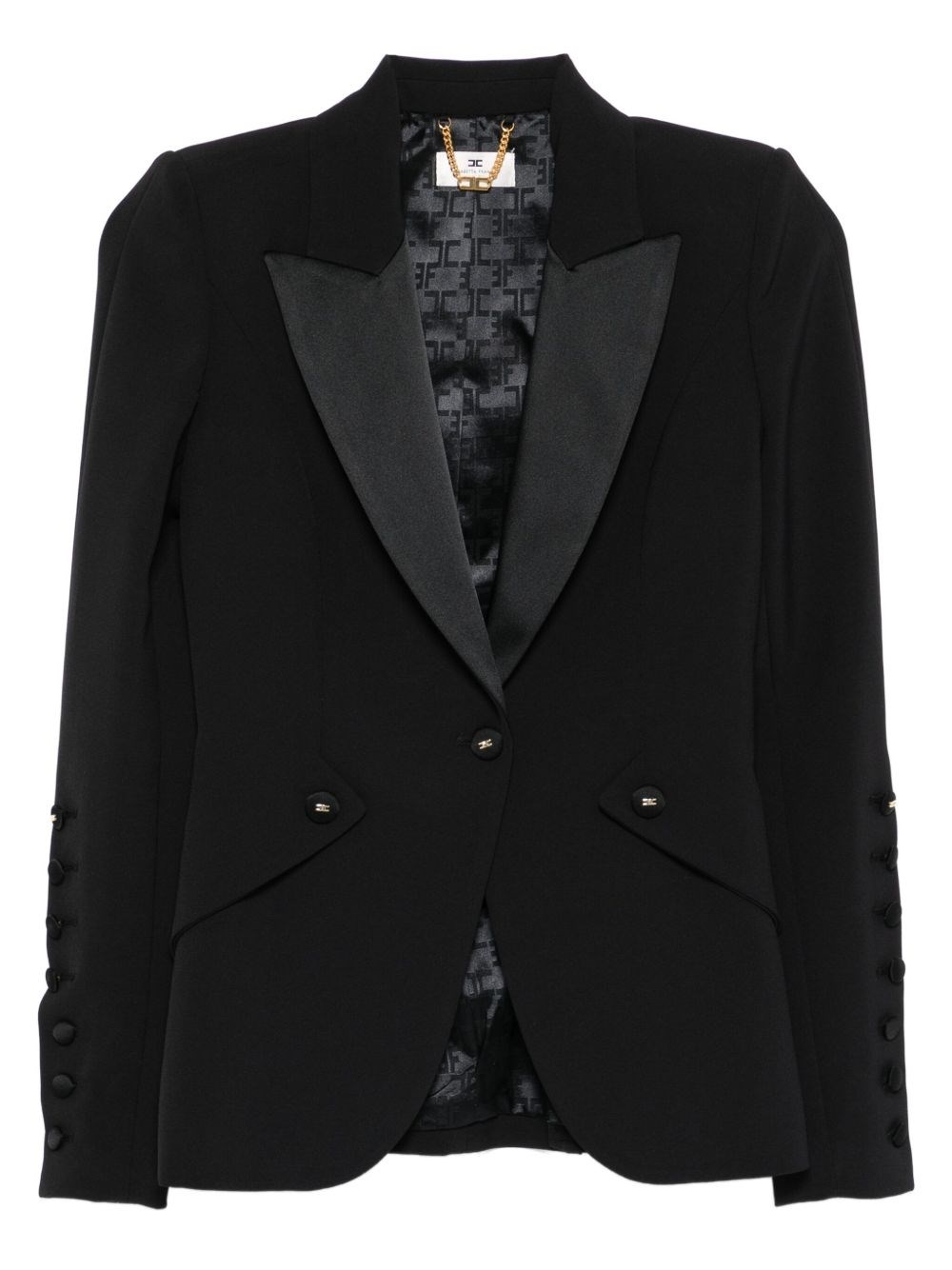 Elisabetta Franchi Tailored Blazer With Satin Lapel In Black