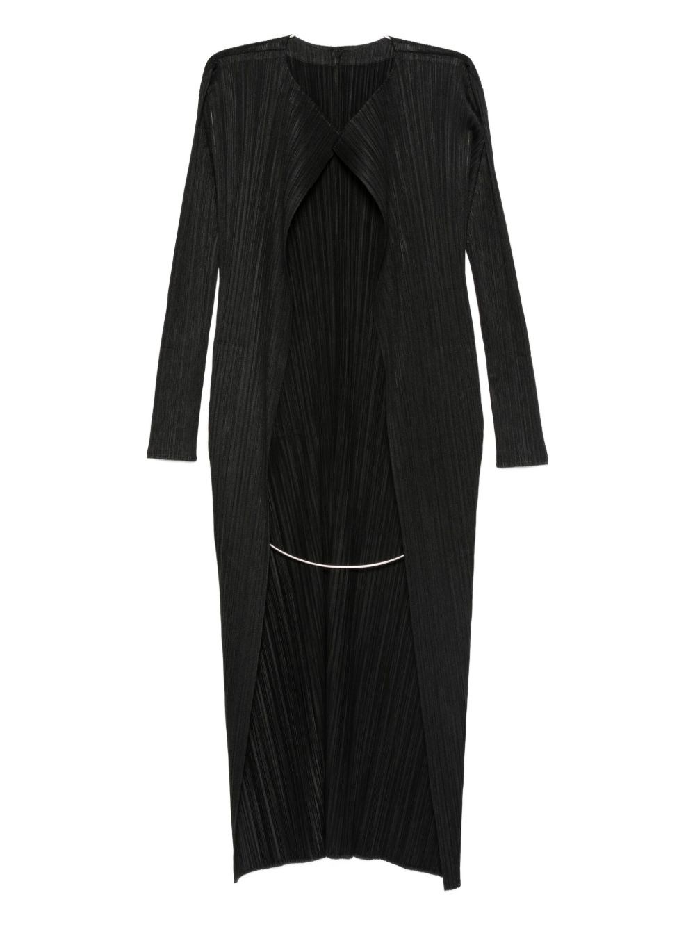 Issey Miyake Pleats Please  Pleated Long Cardigan In Black