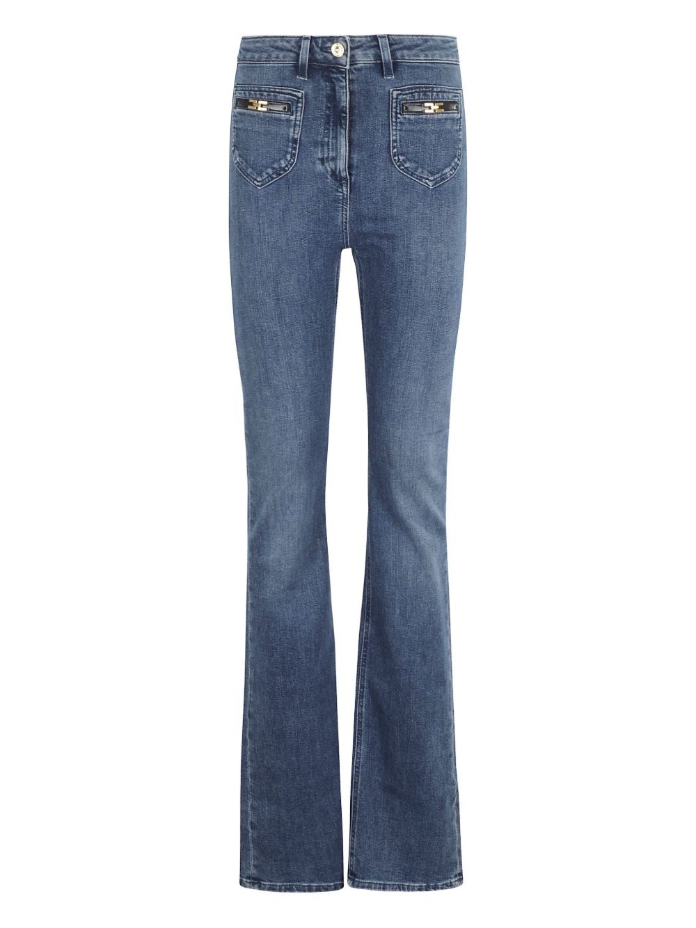Elisabetta Franchi Classic Flared Jeans With Fitted Waist In Blue