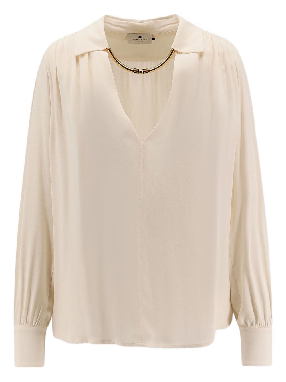Elisabetta Franchi Jewel Detailed Georgette Blouse In White
