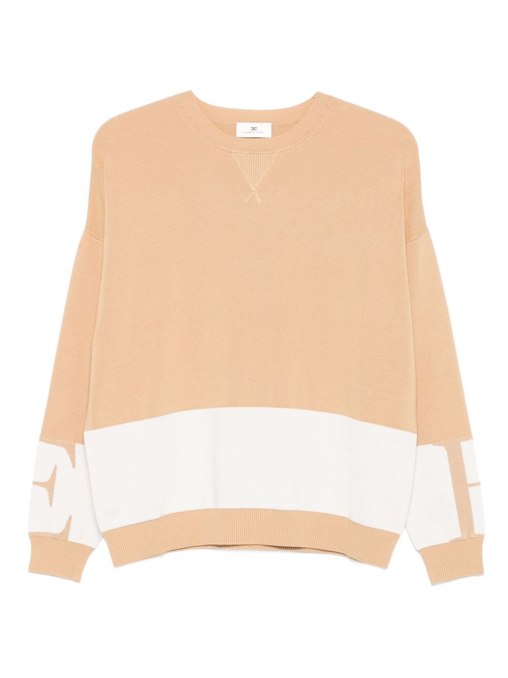 Elisabetta Franchi Tricot Crewneck Sweater In Sand