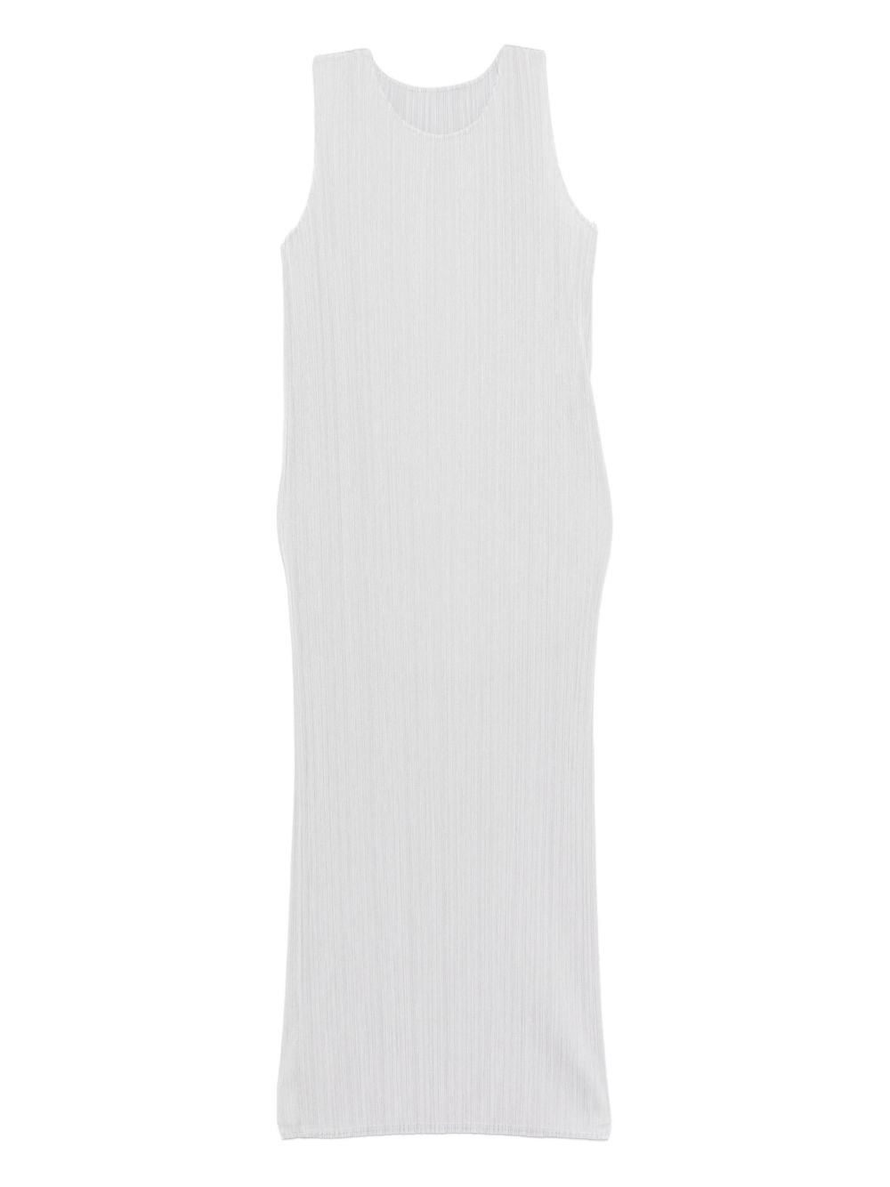 Issey Miyake Pleats Please  Pleated Long Dress In White