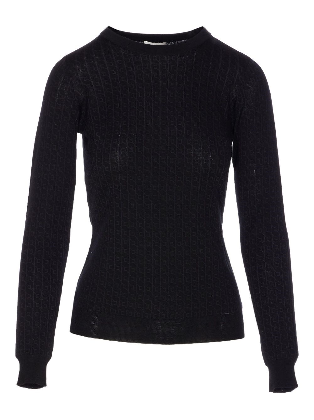 Elisabetta Franchi Wool Blend Crewneck Sweater In Black