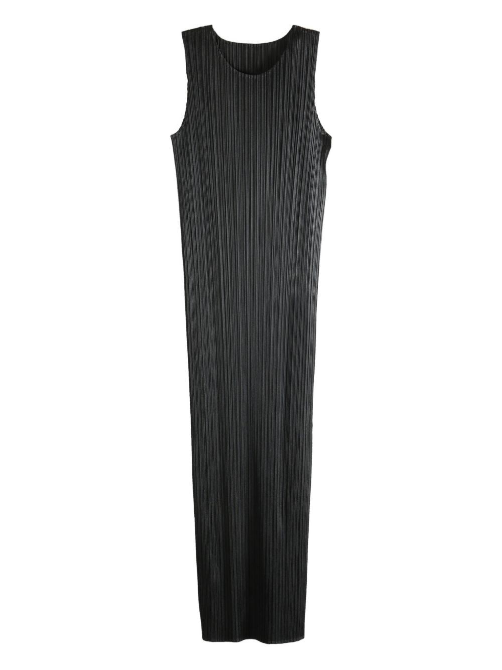 Issey Miyake Pleated Sleeveless Midi Dress In Black