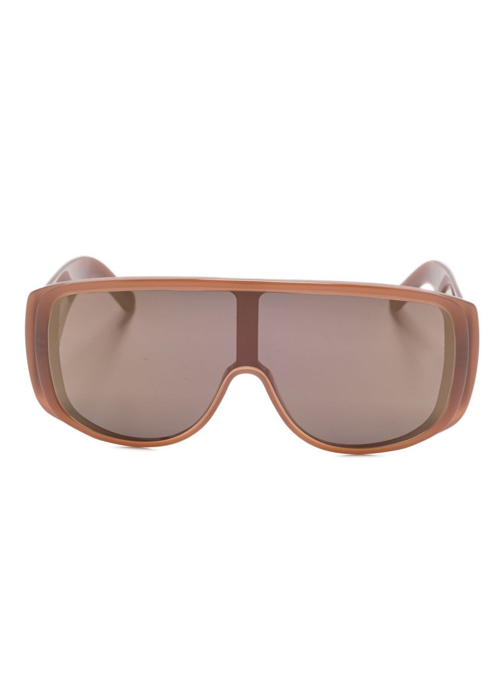 Mm6 Maison Margiela Shield Sunglasses With Curved Geometric Frame In Brown