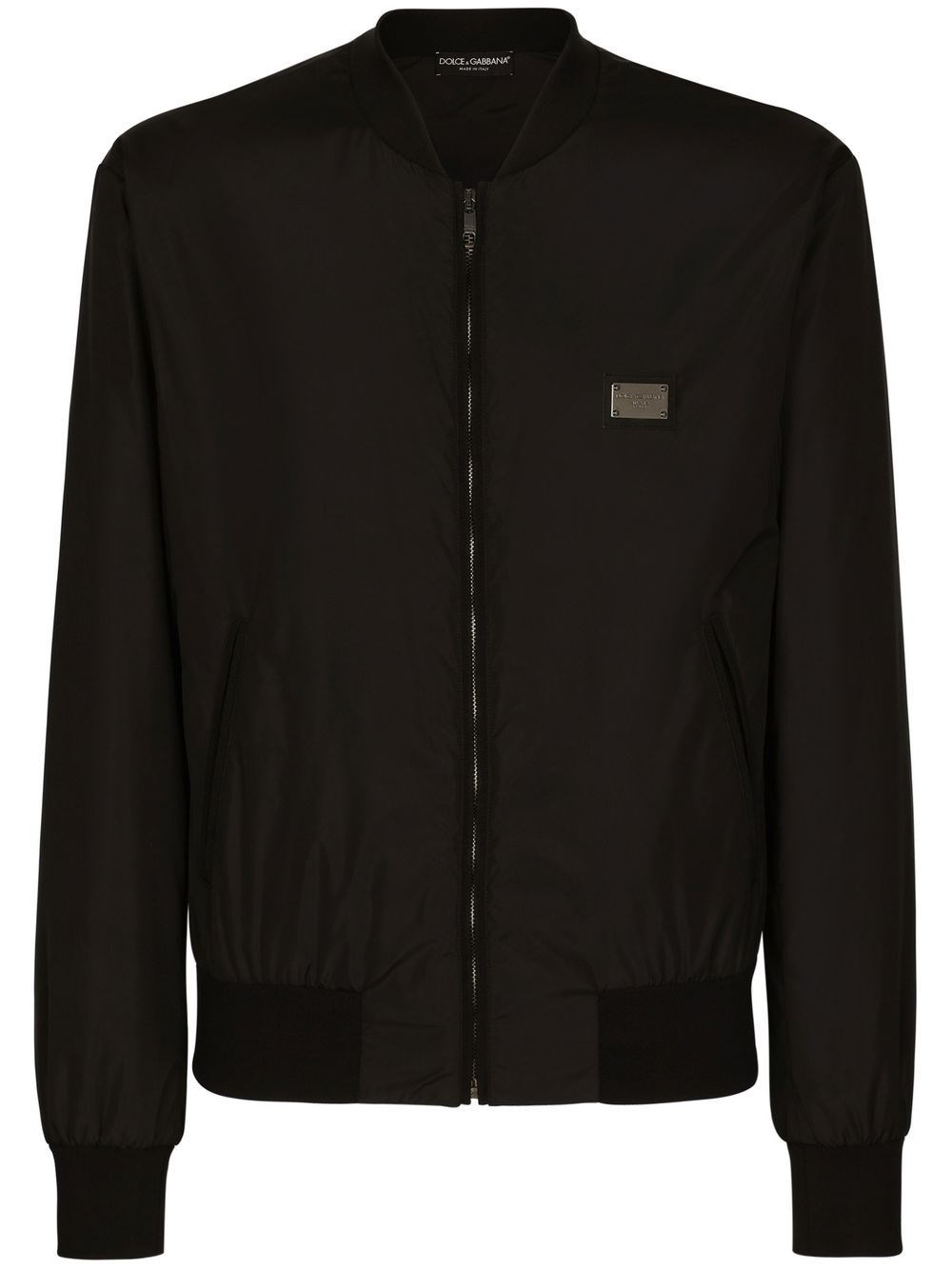 Nylon Jacket With Logo Plaque - Dolce & Gabbana - Modalova