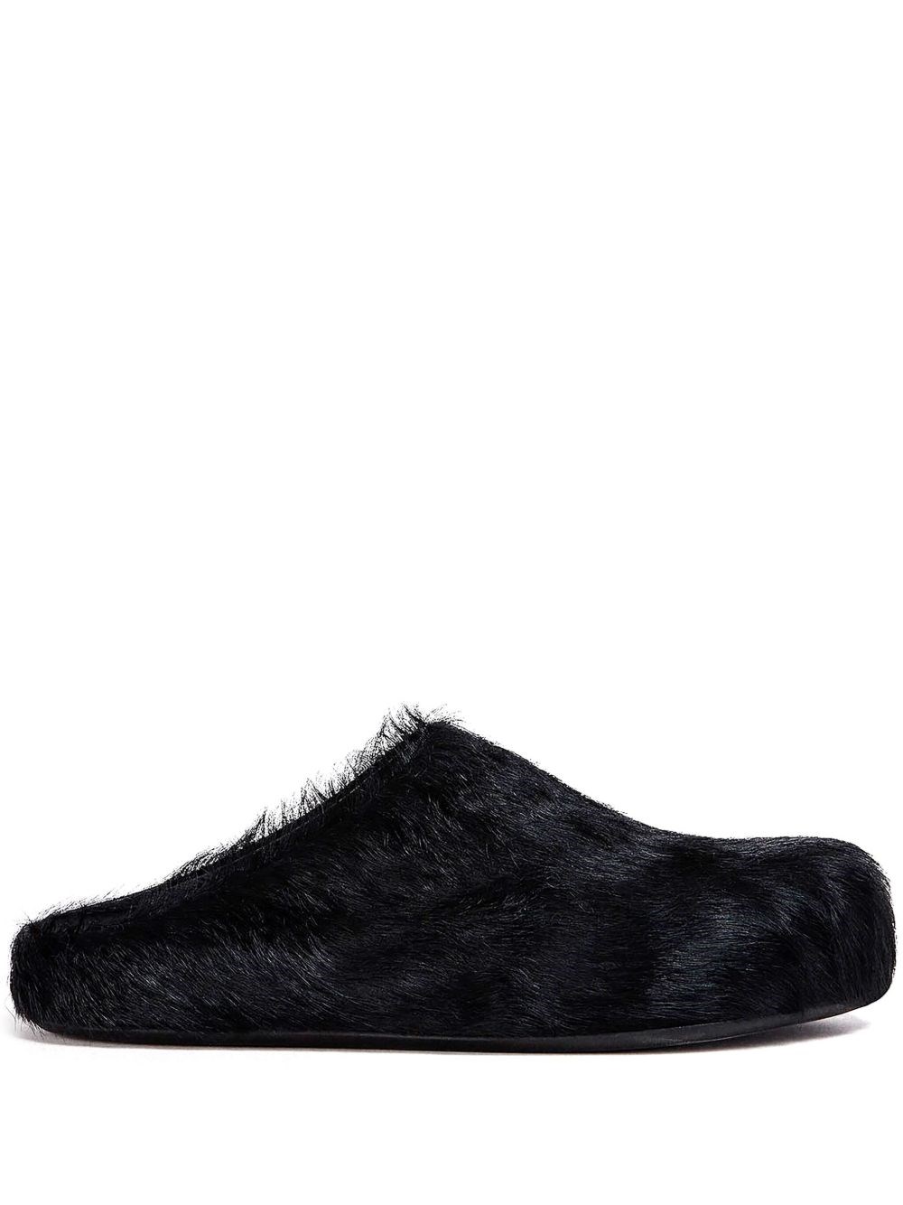 Marni Long-hair Calfskin Fussbett Sabot In Black