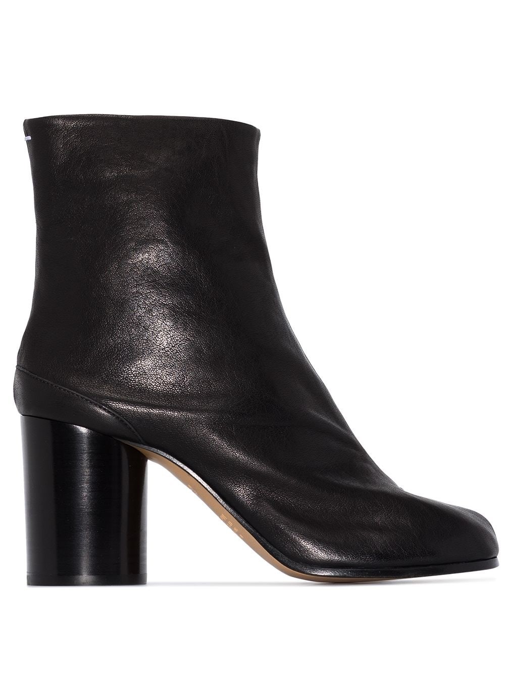 Maison Margiela Block Heel Leather Round Toe Boots In Black