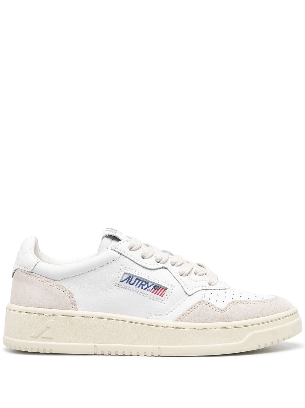 Autry Calf Leather Medalist Sneakers With Suede Accents In White