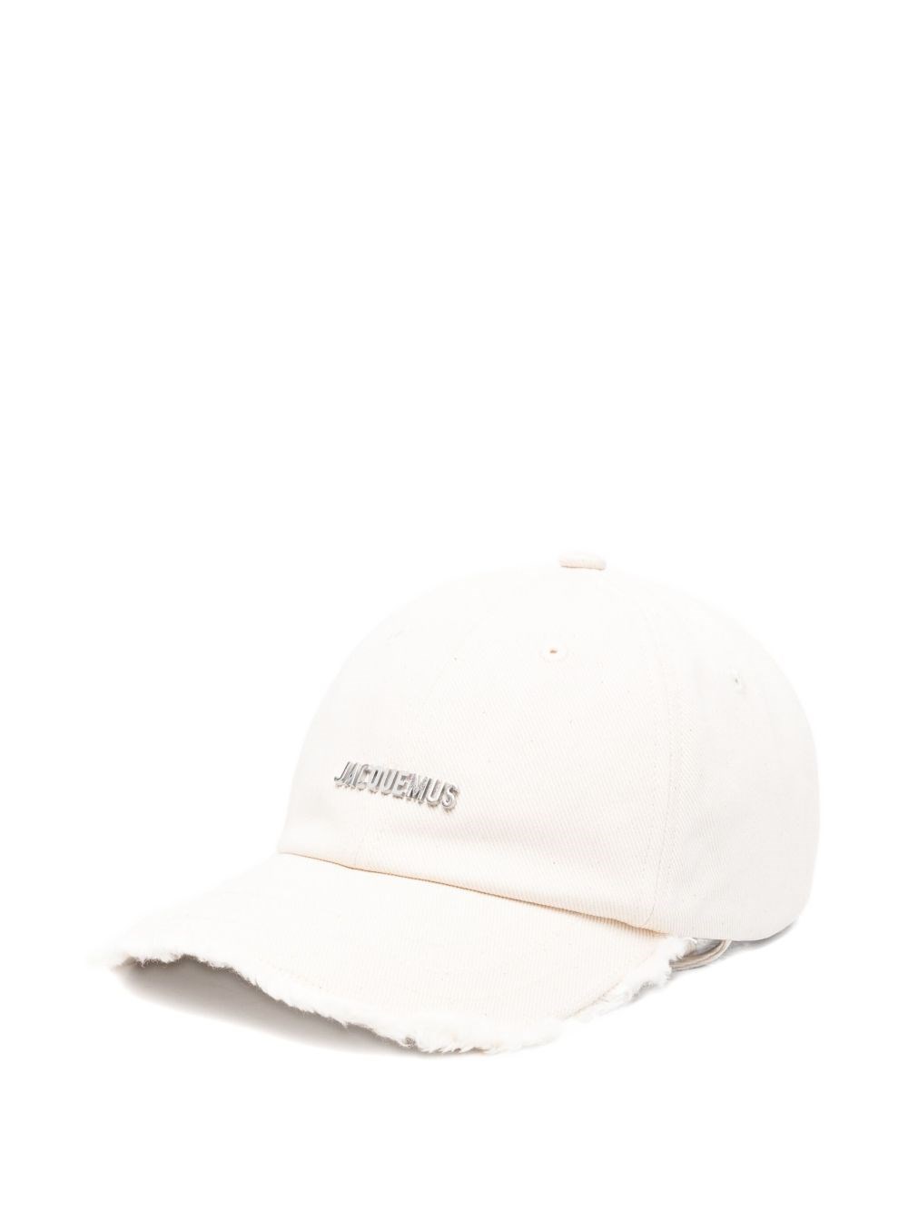 Jacquemus Artichoke Cap With Adjustable Strap And Frayed Edge In White