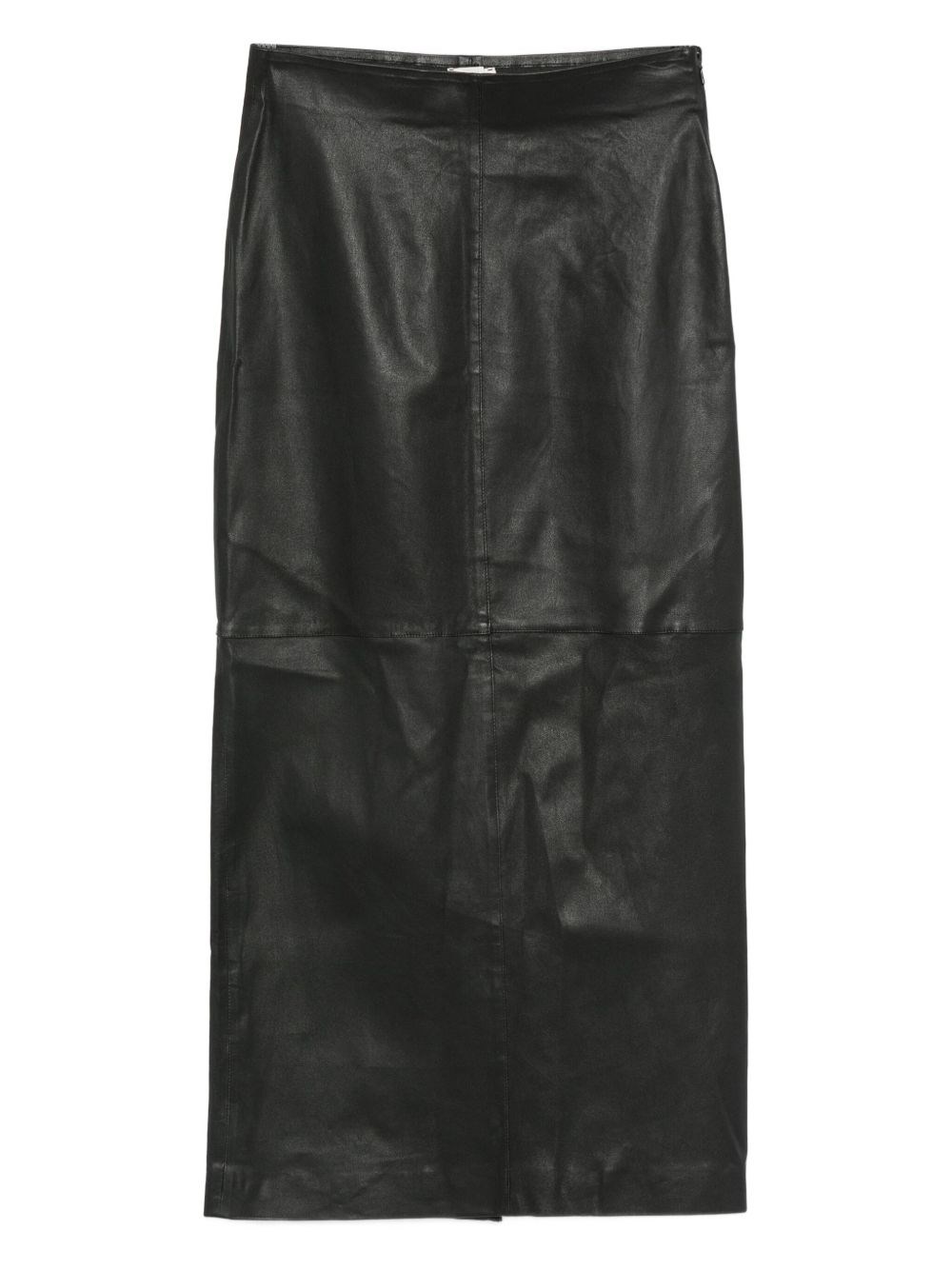Alysi Leather Midi Skirt In Black
