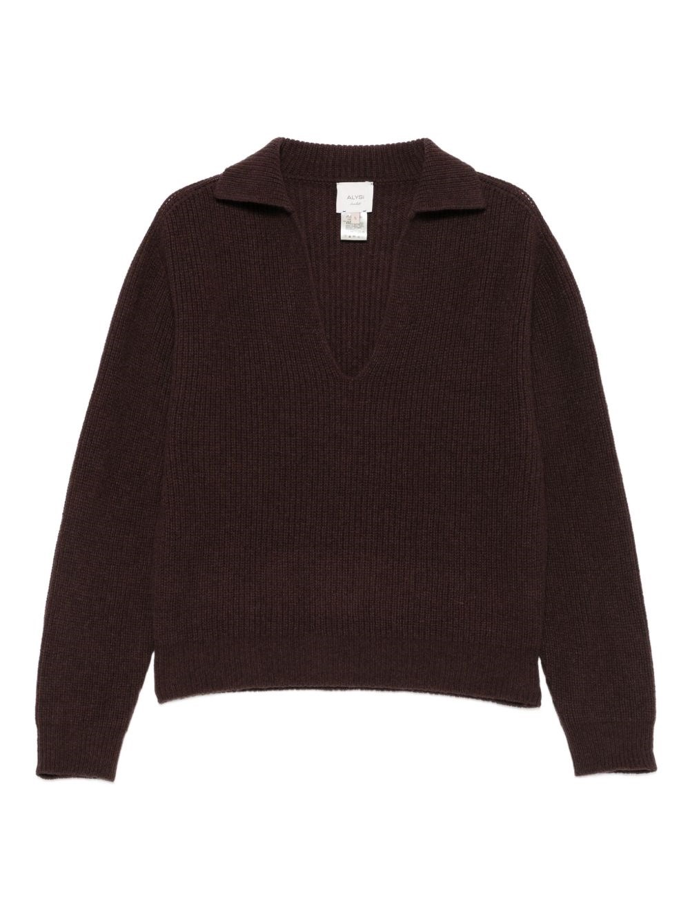 Alysi Wool Polo Sweater In Brown