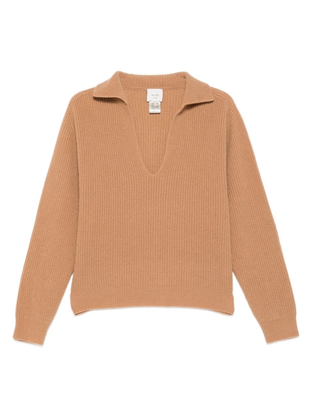 Alysi Camel Ribbed Wool Sweater In Brown