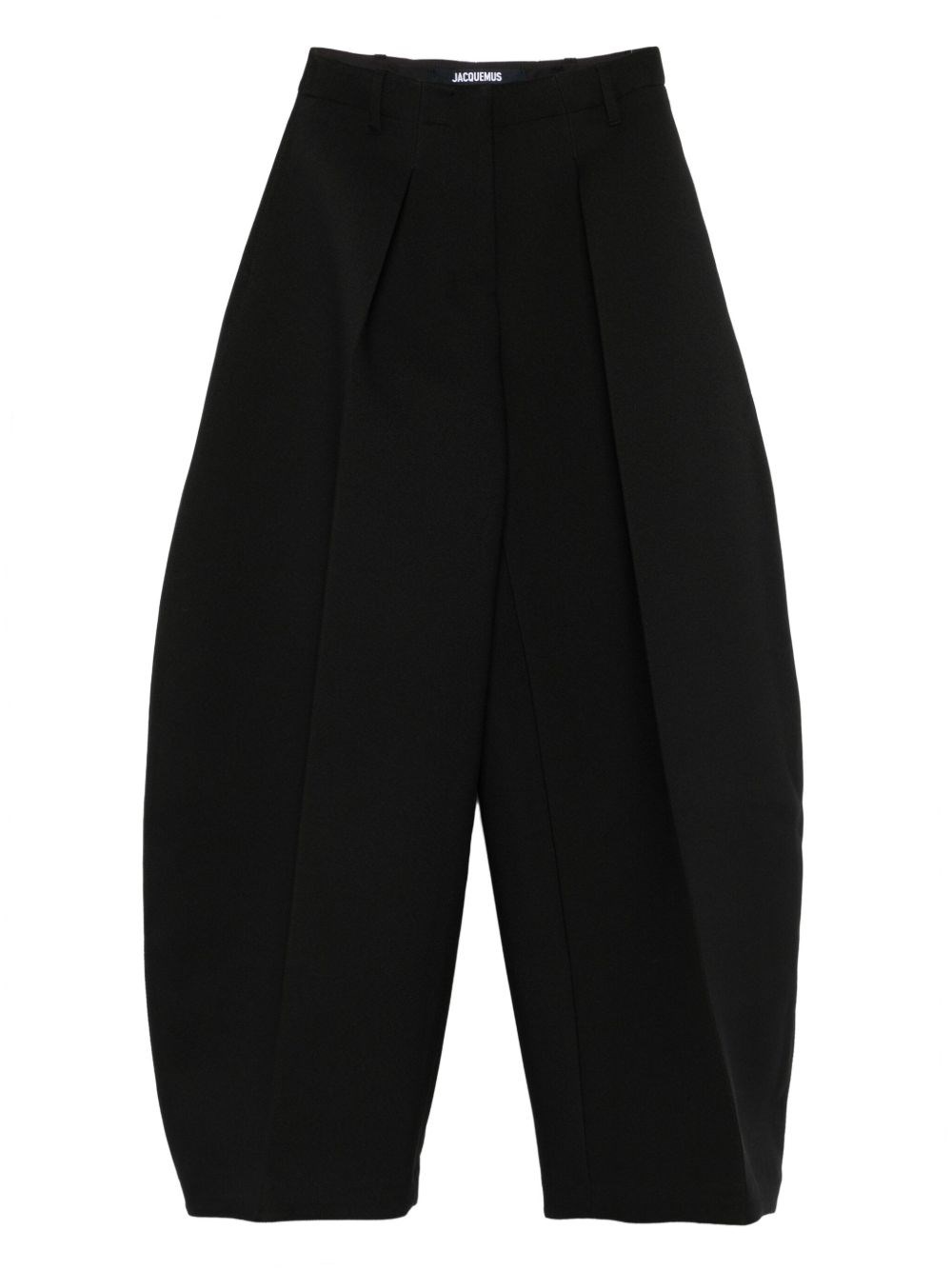 Jacquemus High Waist Balloon Shape Wide Leg Trousers In Black