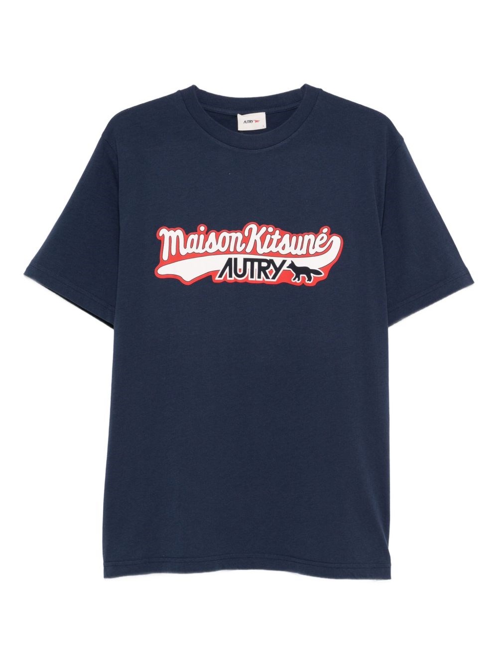 Autry X Maison Kitsune Logo Cotton T-shirt In Blue