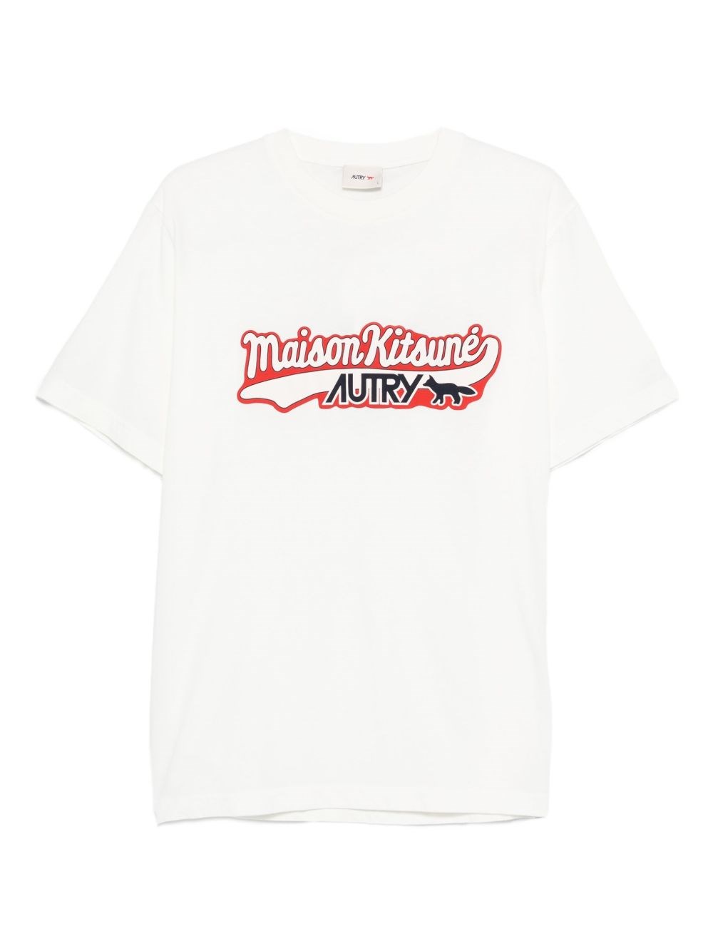 Autry X Maison Kitsune Logo Cotton T-shirt In White