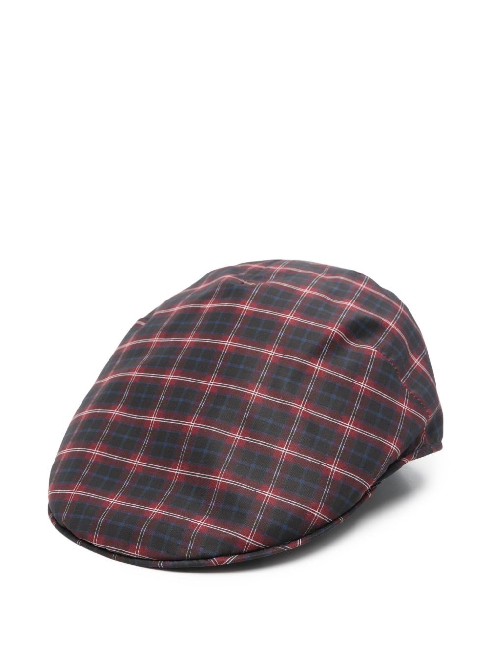 Borsalino Checked Cap Featuring Curved Brim In Brown