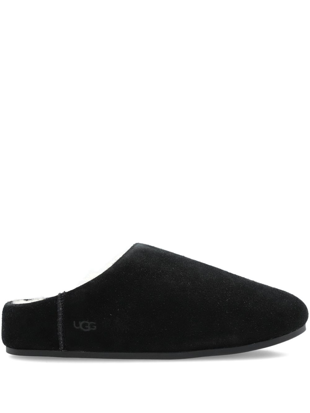 Ugg Slip On Suede Flat Sole Slippers In Black