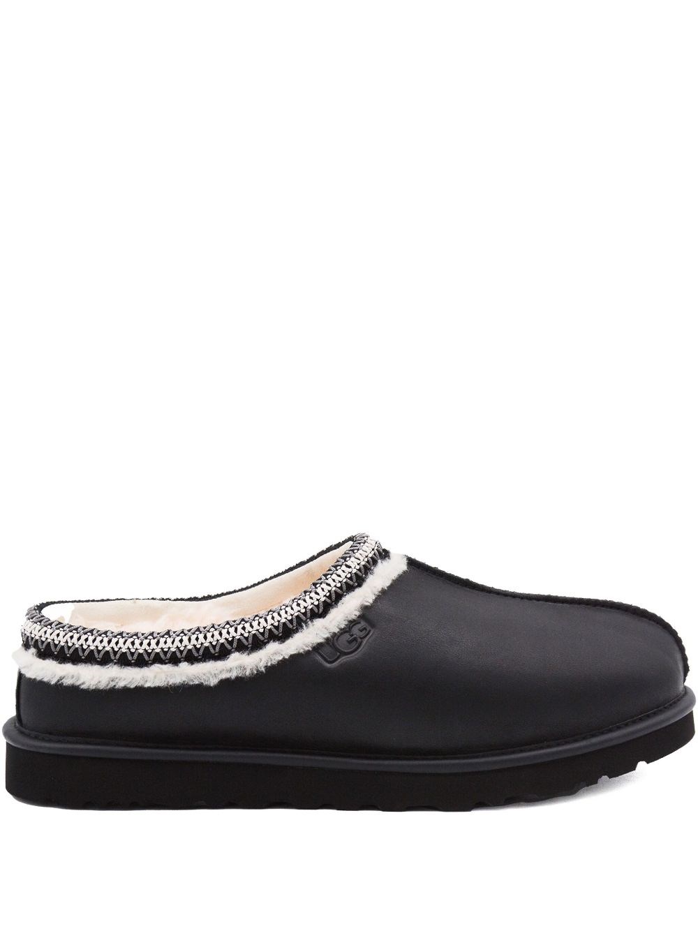Ugg Round Toe Flat Sole Embroidered Sandals In Black