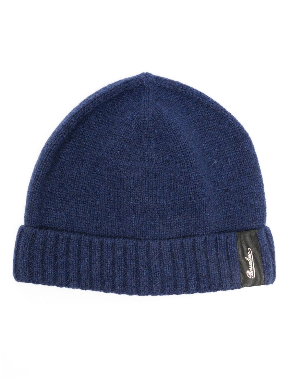 Borsalino Cashmere Beanie With Folded Brim And Ribbed Cuff In Blue