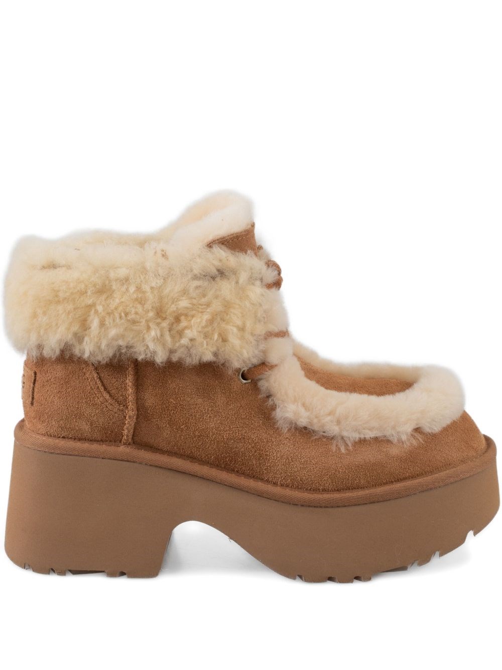 Ugg Platform Boots In Suede With Shearling Beige In Brown