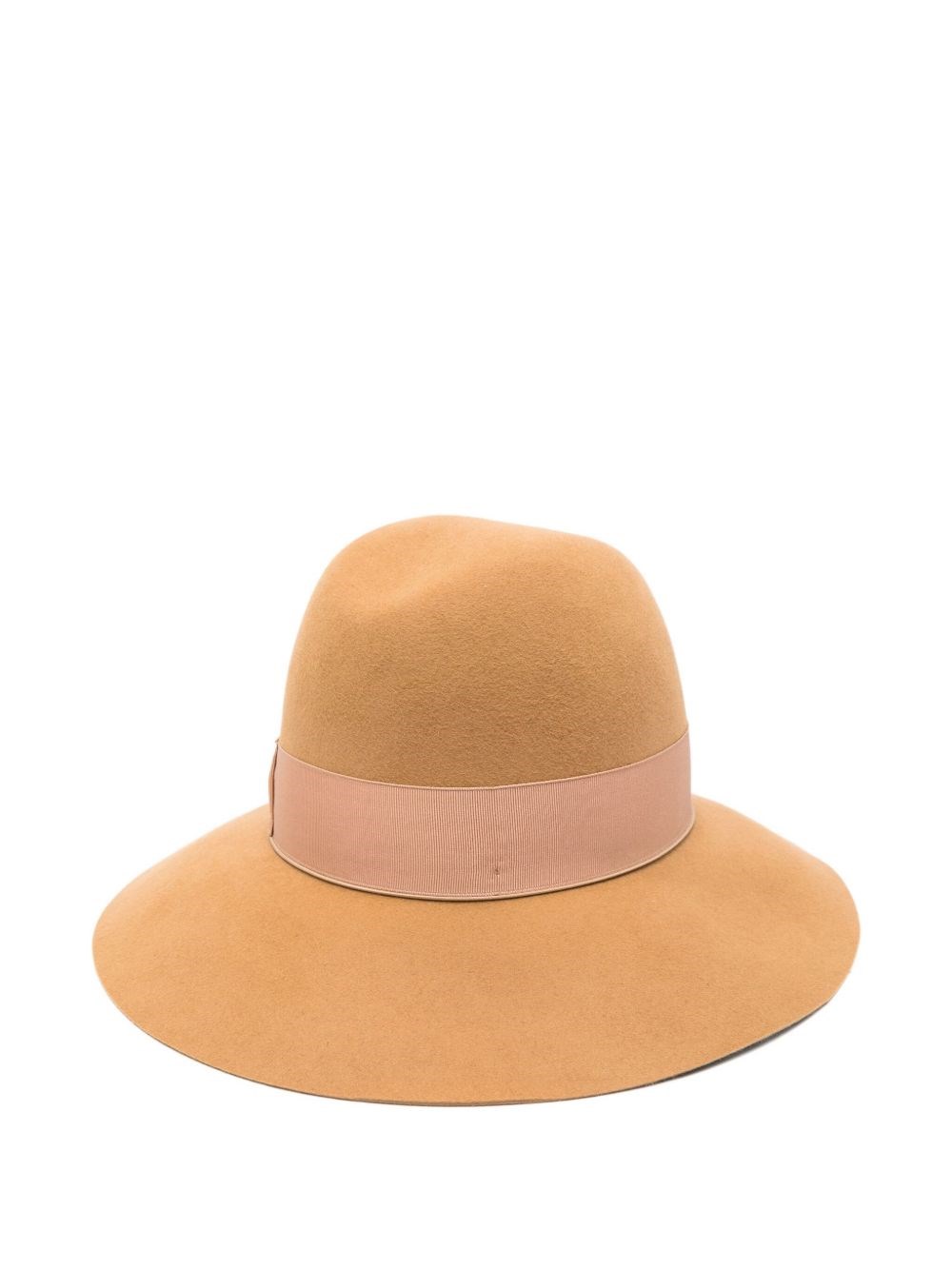 Borsalino Wide Brim Wool Hat With Bow Detail In Orange