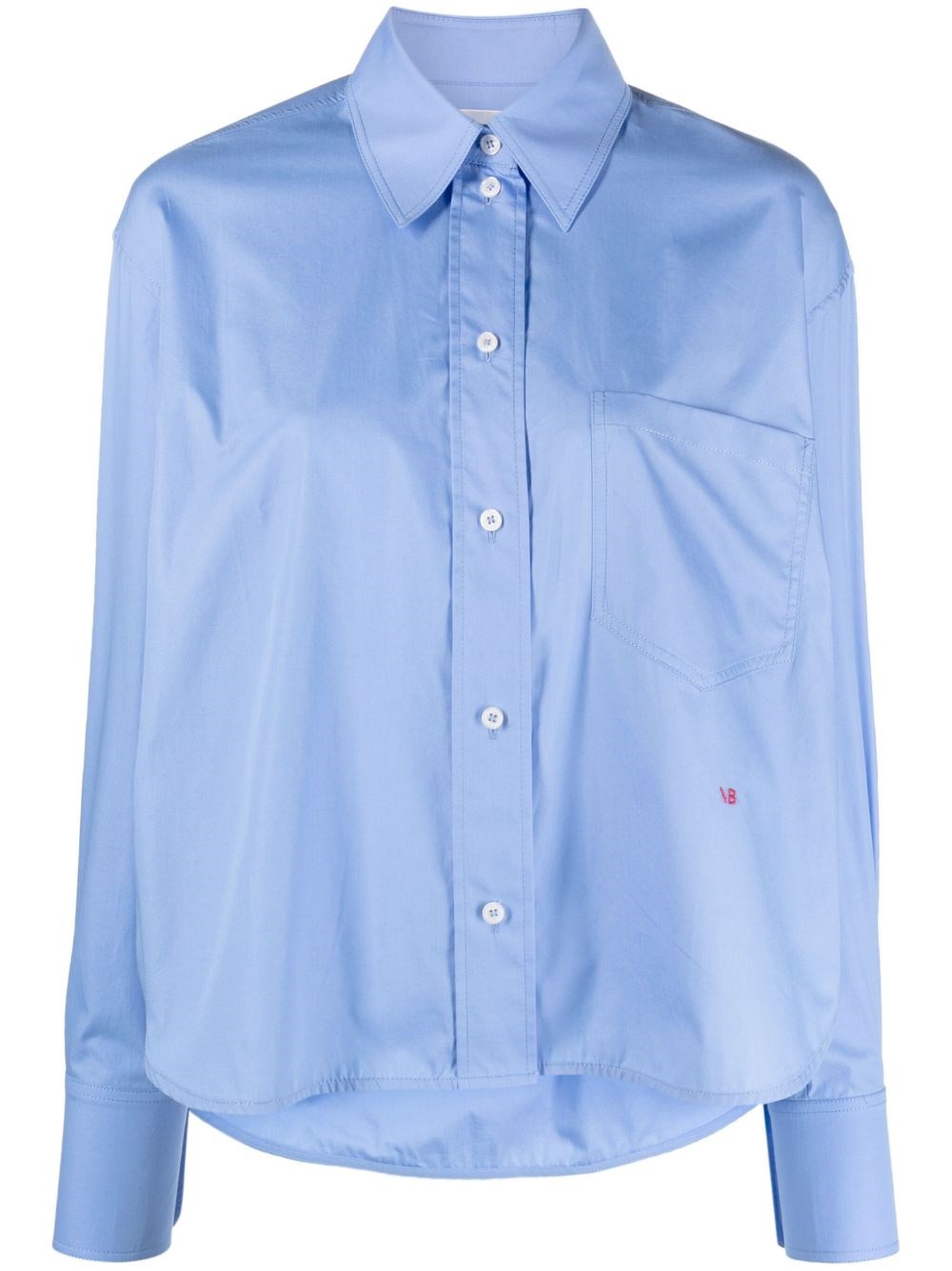 Victoria Beckham Shirt Cropped Long Sleeves In Blue