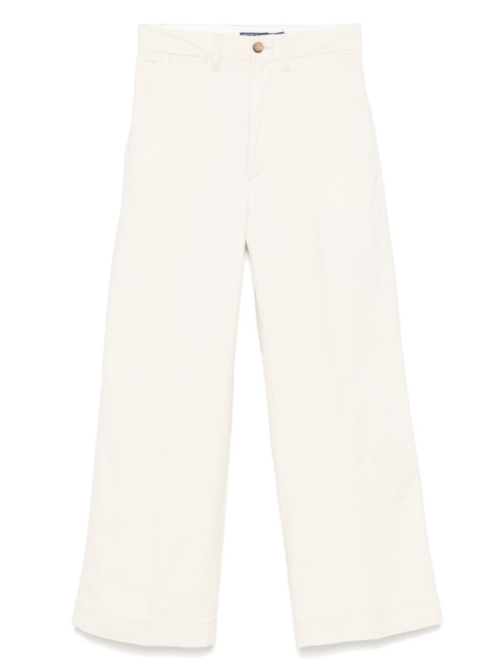 Polo Ralph Lauren Wide-leg Cotton Trousers With Concealed Fly In Neutral