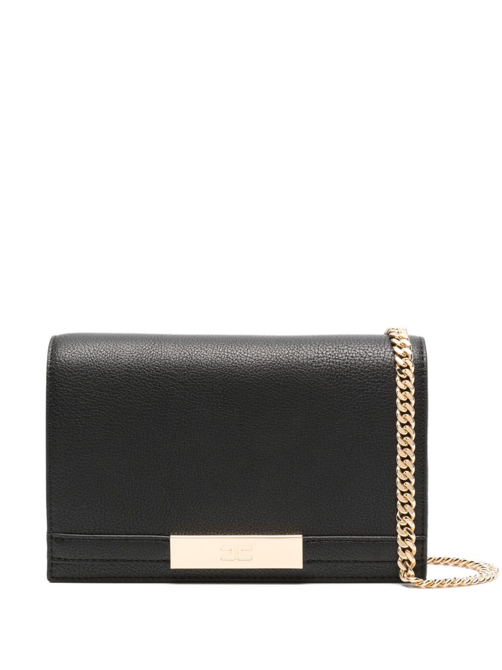 Elisabetta Franchi Mini Gold-plaque Clutch Bag In Black