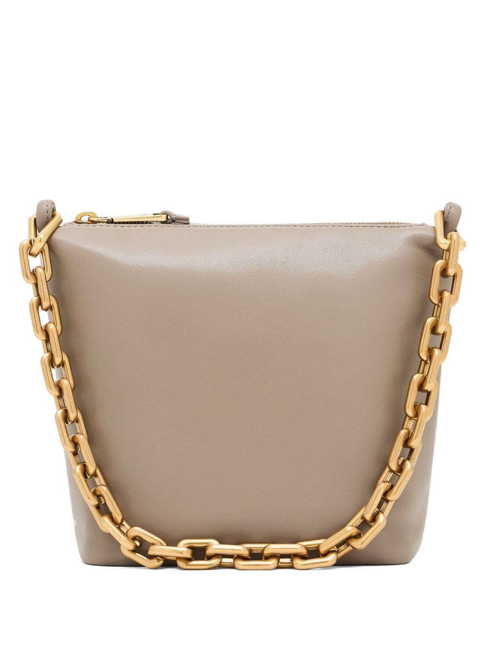 Emporio Armani Leather Small Hobo Bag With Chain In Gray