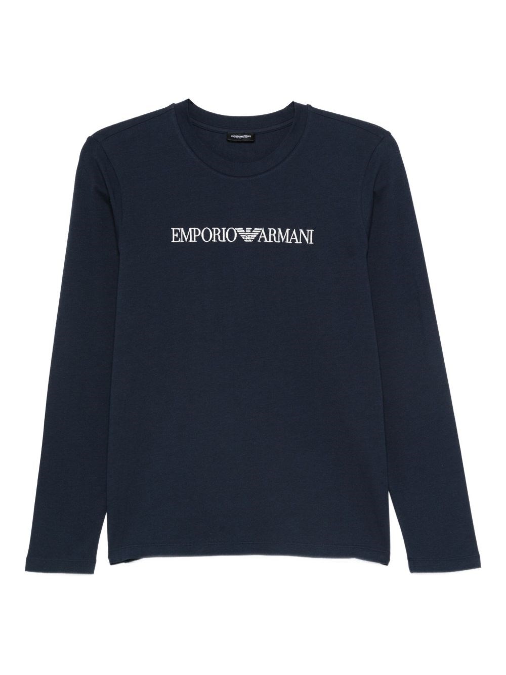 Emporio Armani Crew Neck Cotton Blend Long Sleeves Pajamas In Blue