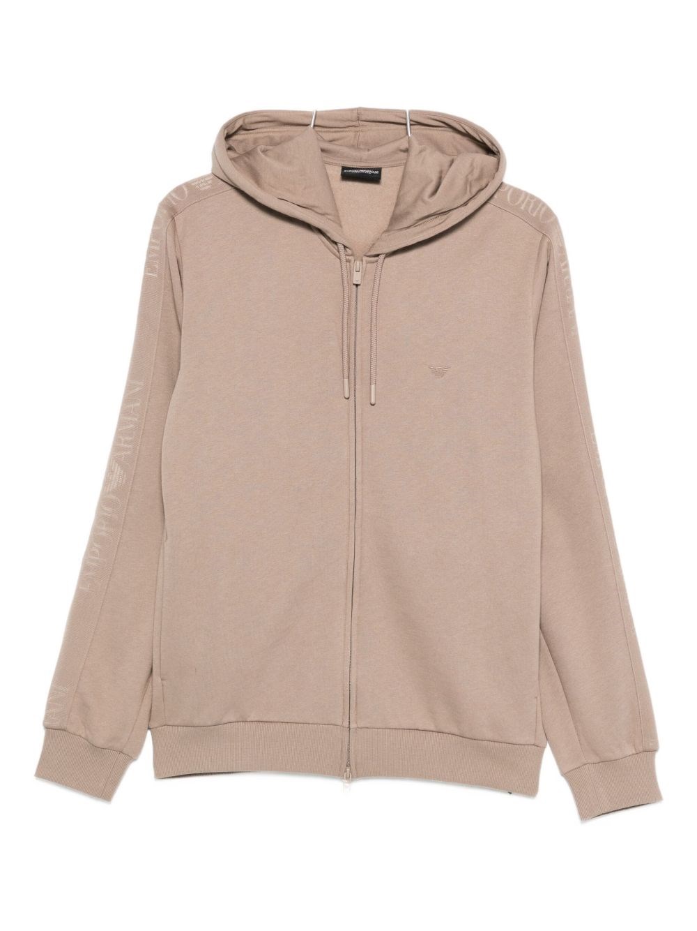 Emporio Armani Cotton Blend Loungewear Hoodie In Brown