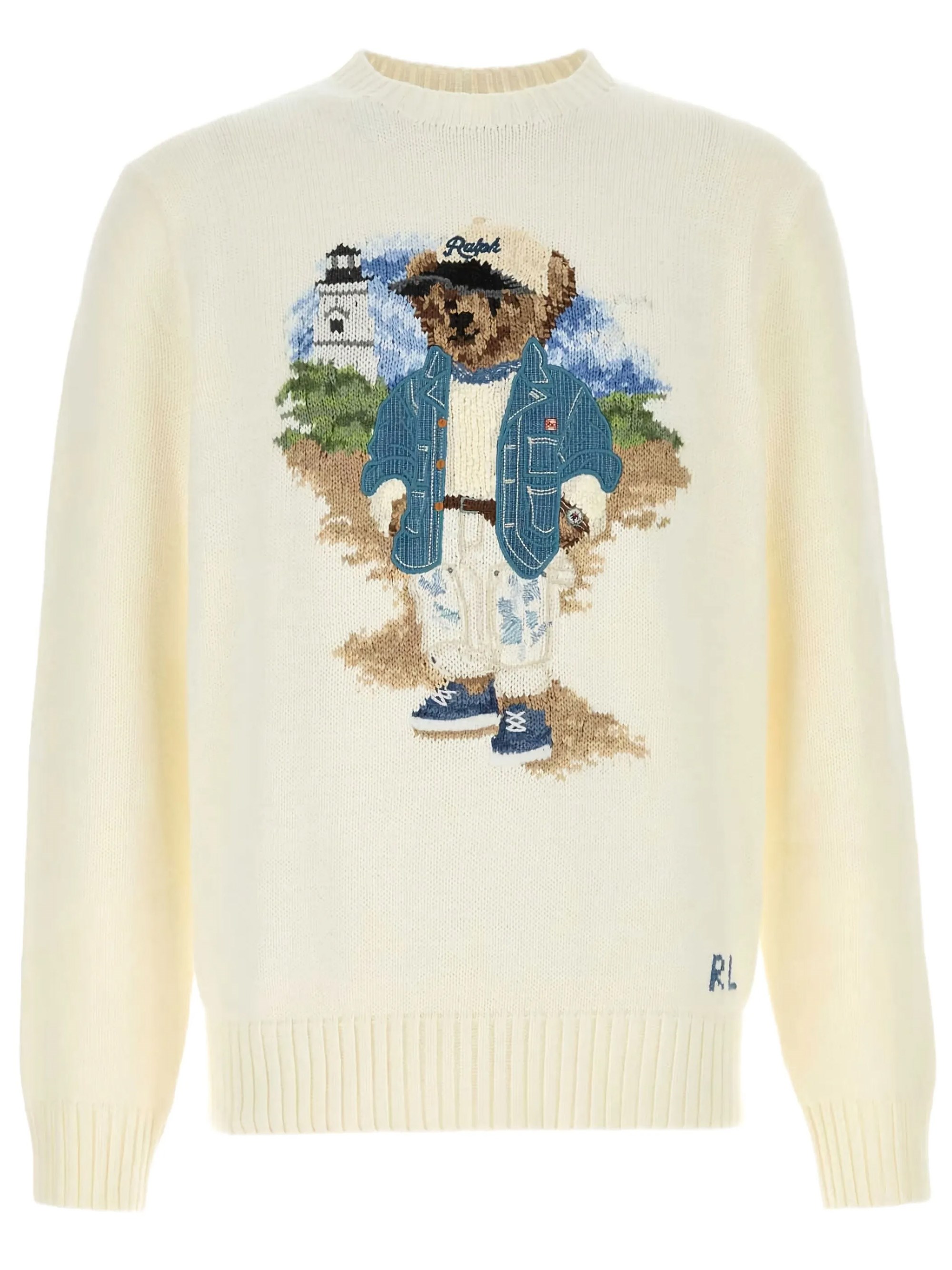 Polo Ralph Lauren Light Yellow Intarsia Knit Pullover In White