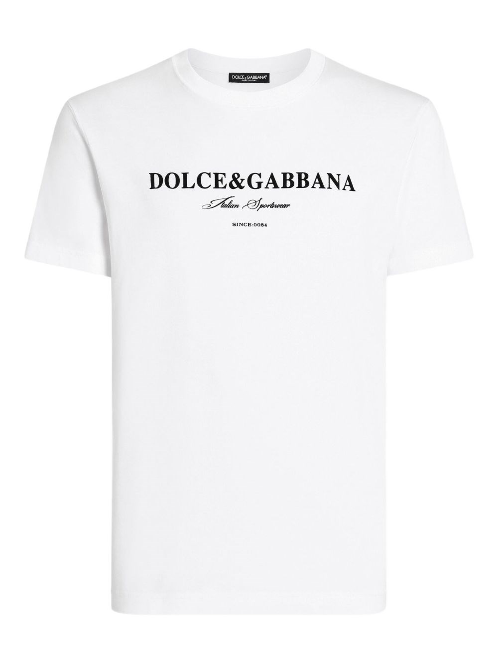 Dolce & Gabbana White Crewneck T-shirt With Logo Lettering Print On The Front In White